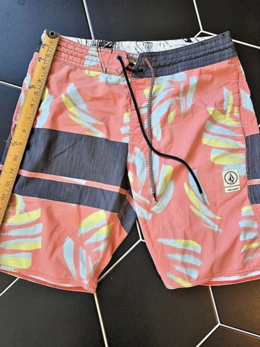 Volcom Color Block Board Shorts Pink & Gray Waist 27